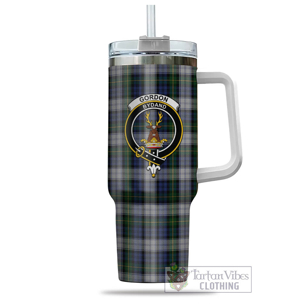 Tartan Vibes Clothing Gordon Dress Tartan and Family Crest Tumbler with Handle