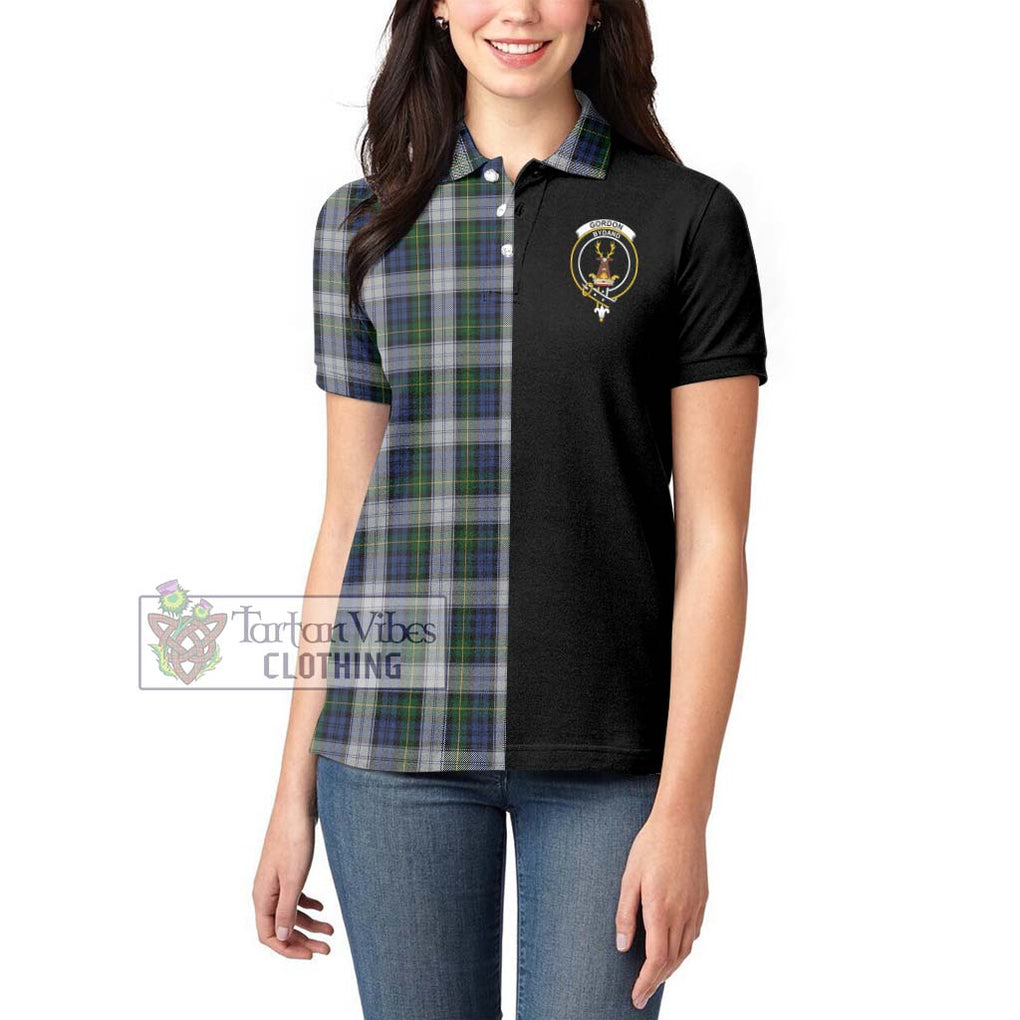 Gordon Dress Tartan Women's Polo Shirt with Family Crest and Half Of Me Style - Tartanvibesclothing Shop