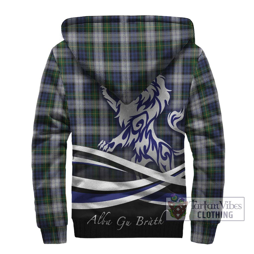 Gordon Dress Tartan Sherpa Hoodie with Alba Gu Brath Regal Lion Emblem - Tartanvibesclothing Shop