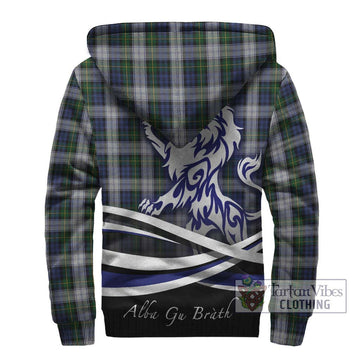 Gordon Dress Tartan Sherpa Hoodie with Alba Gu Brath Regal Lion Emblem