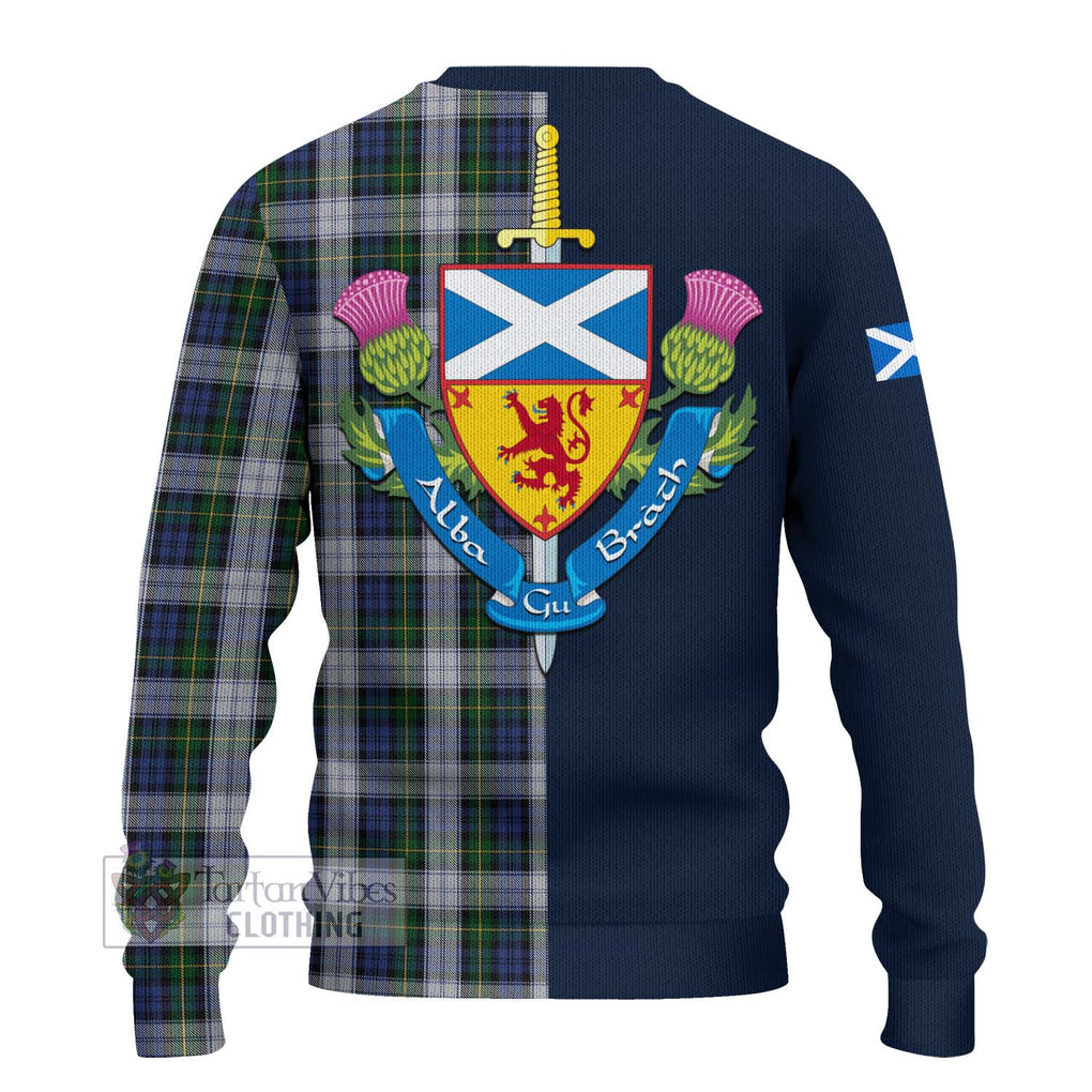 Tartan Vibes Clothing Gordon Dress Tartan Knitted Sweater with Scottish Lion Royal Arm Half Style