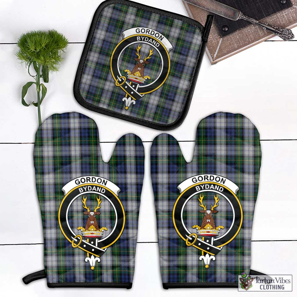 Gordon Dress Tartan Combo Oven Mitt & Pot-Holder with Family Crest Combo 1 Oven Mitt & 1 Pot-Holder Black - Tartan Vibes Clothing