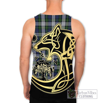 Gordon Dress Tartan Men's Tank Top with Family Crest Celtic Wolf Style