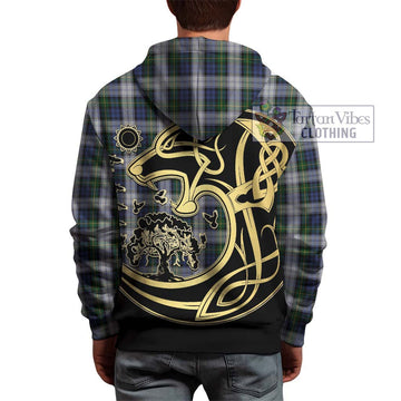 Gordon Dress Tartan Hoodie with Family Crest Celtic Wolf Style