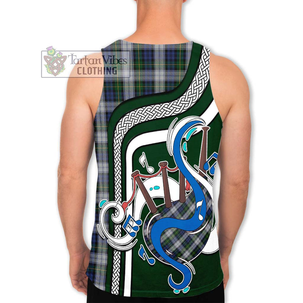 Gordon Dress Tartan Men's Tank Top with Epic Bagpipe Style - Tartanvibesclothing Shop