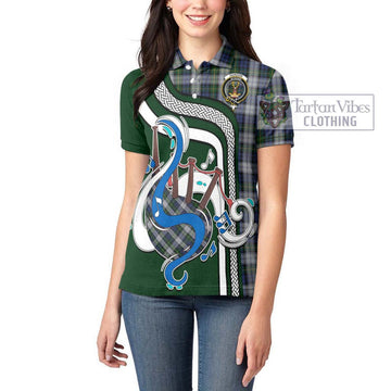 Gordon Dress Tartan Women's Polo Shirt with Epic Bagpipe Style