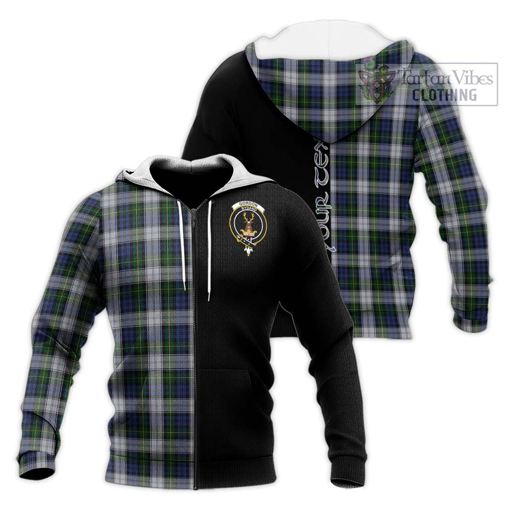 Gordon Dress Tartan Knitted Hoodie with Family Crest and Half Of Me Style Unisex Knitted Zip Hoodie - Tartanvibesclothing Shop