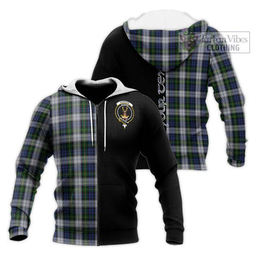 Gordon Dress Tartan Knitted Hoodie with Family Crest and Half Of Me Style