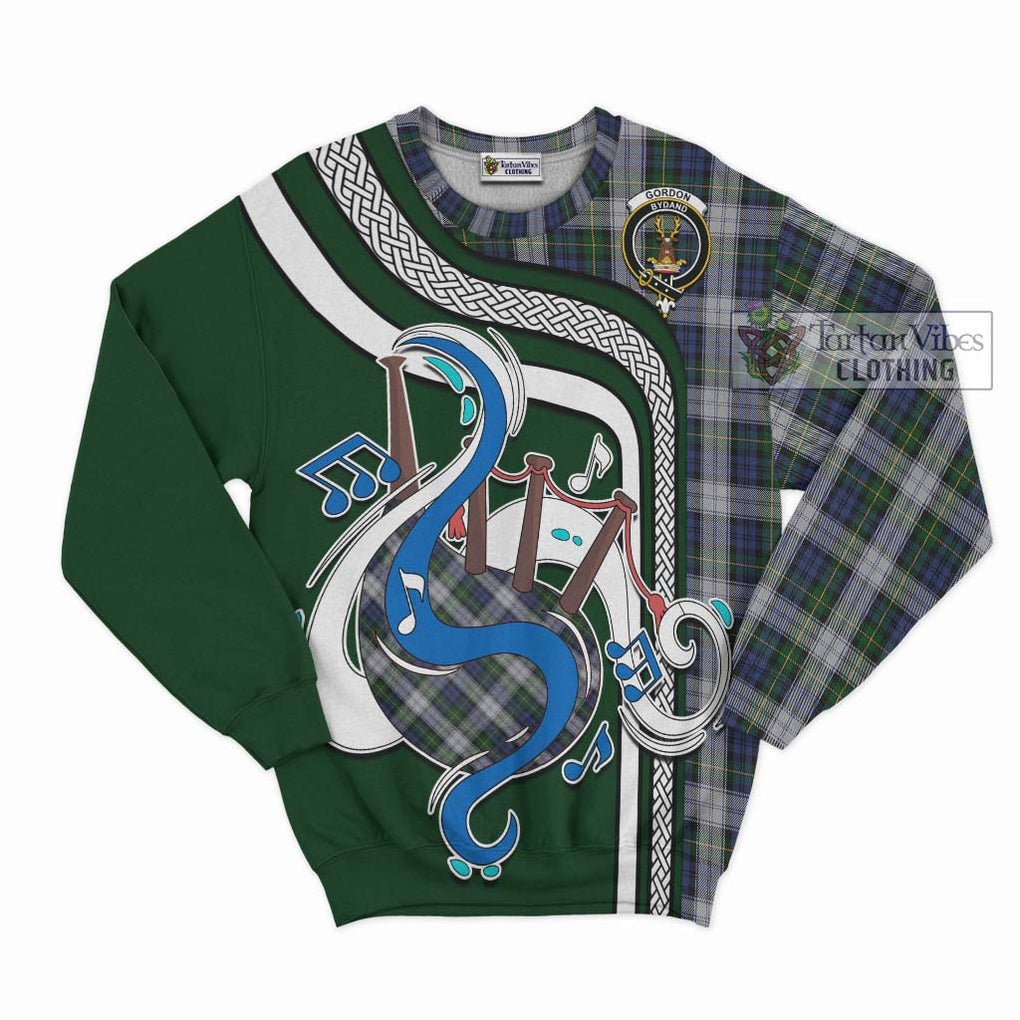 Tartan Vibes Clothing Gordon Dress Tartan Sweatshirt with Epic Bagpipe Style