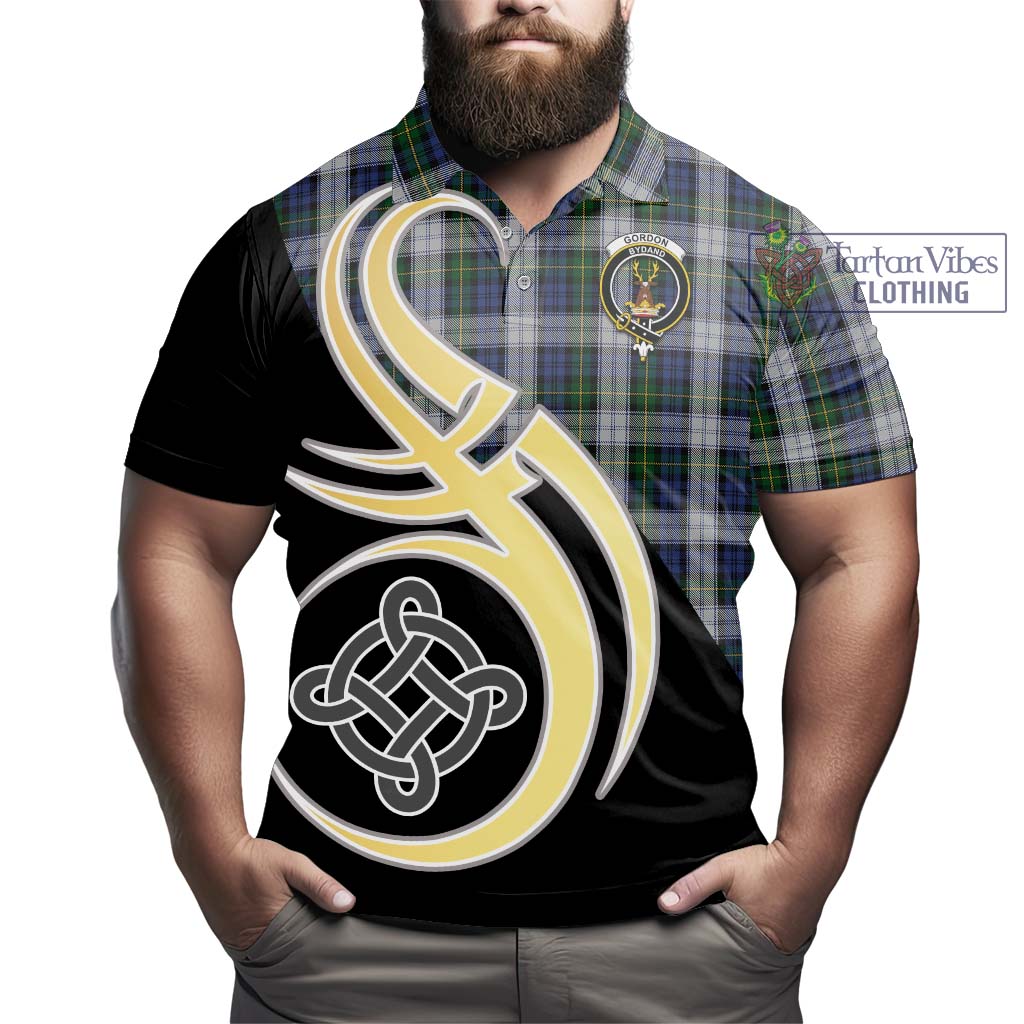 Tartan Vibes Clothing Gordon Dress Tartan Polo Shirt with Family Crest and Celtic Symbol Style