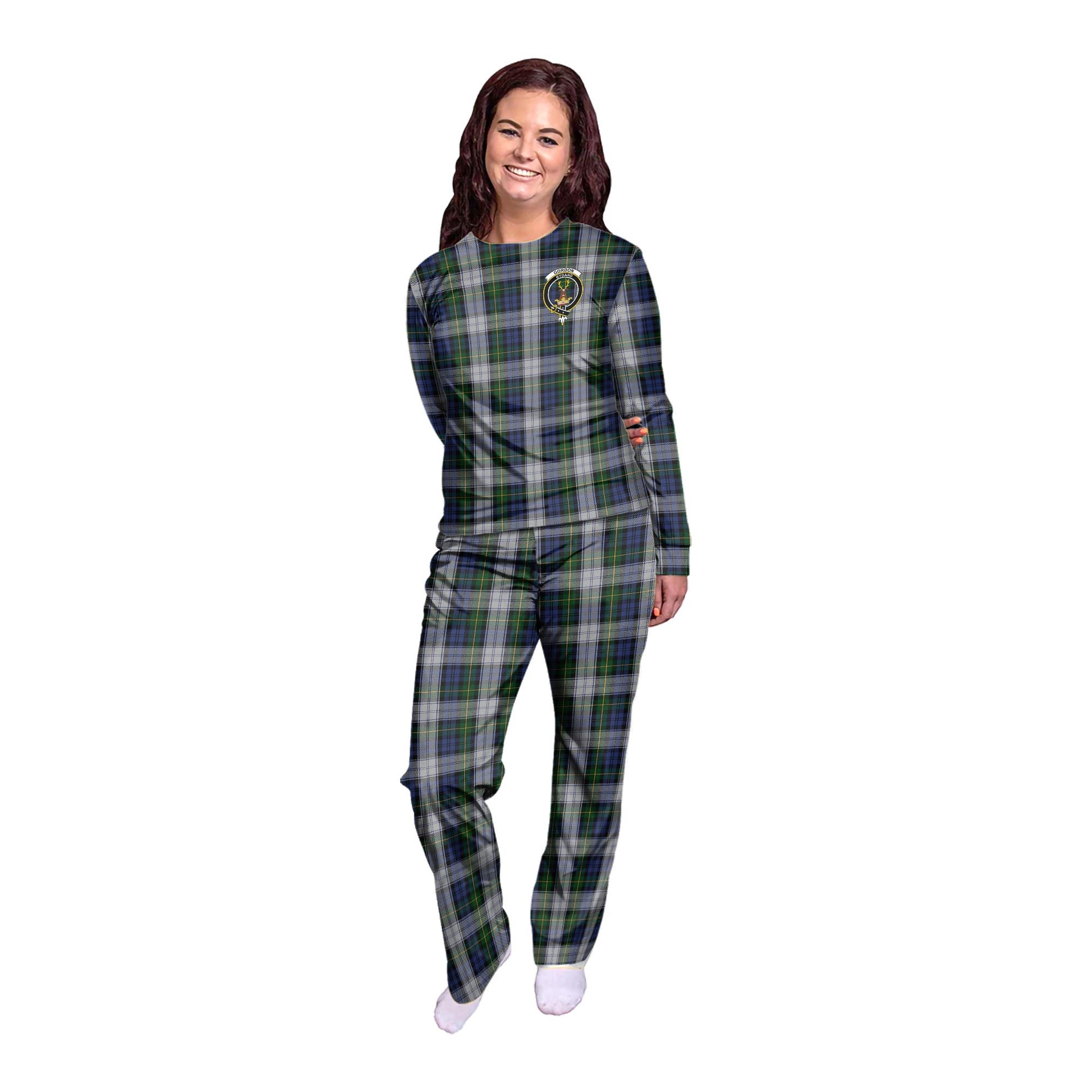 Gordon Dress Tartan Pajamas Family Set with Family Crest - Tartan Vibes Clothing