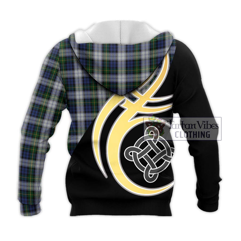 Gordon Dress Tartan Knitted Hoodie with Family Crest and Celtic Symbol Style - Tartan Vibes Clothing