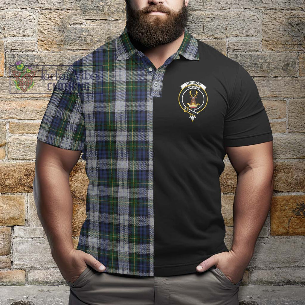 Gordon Dress Tartan Polo Shirt with Family Crest and Half Of Me Style - Tartanvibesclothing Shop