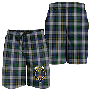 Gordon Dress Tartan Mens Shorts with Family Crest