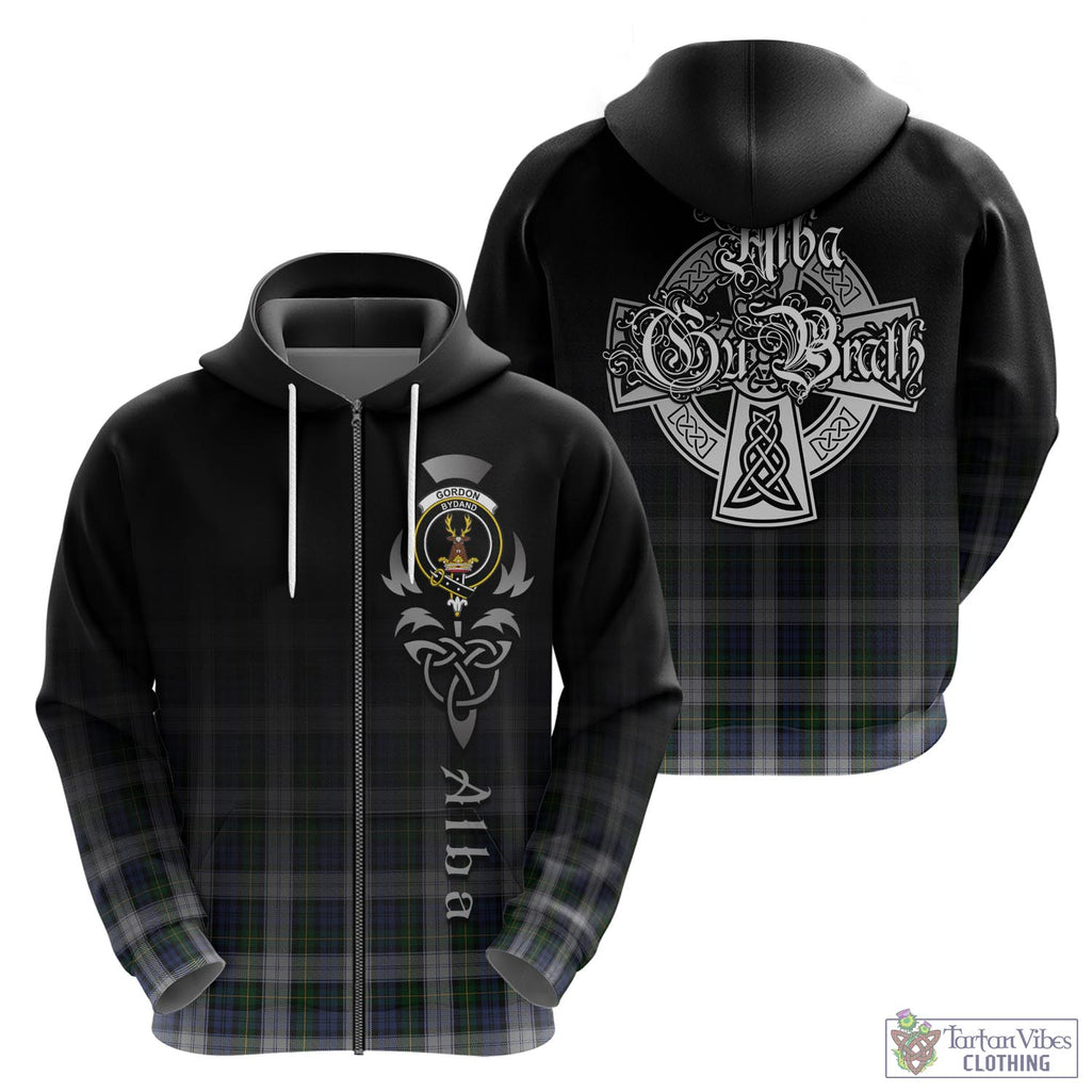 Tartan Vibes Clothing Gordon Dress Tartan Hoodie Featuring Alba Gu Brath Family Crest Celtic Inspired