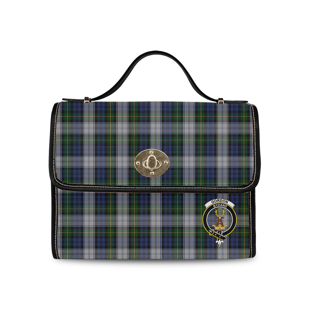 gordon-dress-tartan-leather-strap-waterproof-canvas-bag-with-family-crest