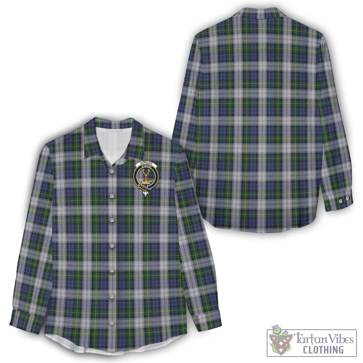 Tartan Vibes Clothing Gordon Dress Tartan Womens Casual Shirt with Family Crest