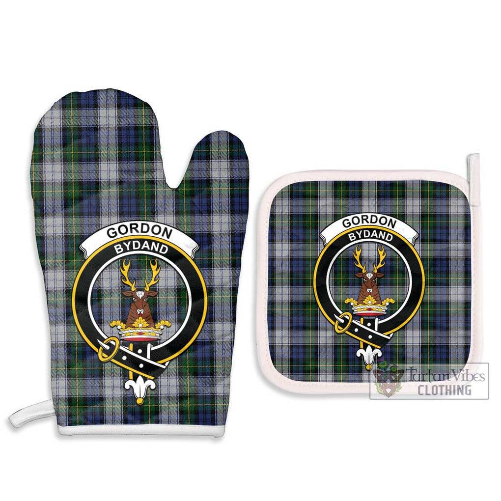 Gordon Dress Tartan Combo Oven Mitt & Pot-Holder with Family Crest Combo 1 Oven Mitt & 2 Pot-Holder White - Tartan Vibes Clothing