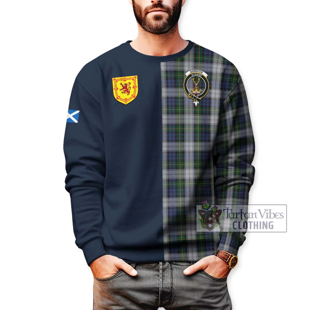 Tartan Vibes Clothing Gordon Dress Tartan Sweatshirt with Scottish Lion Royal Arm Half Style