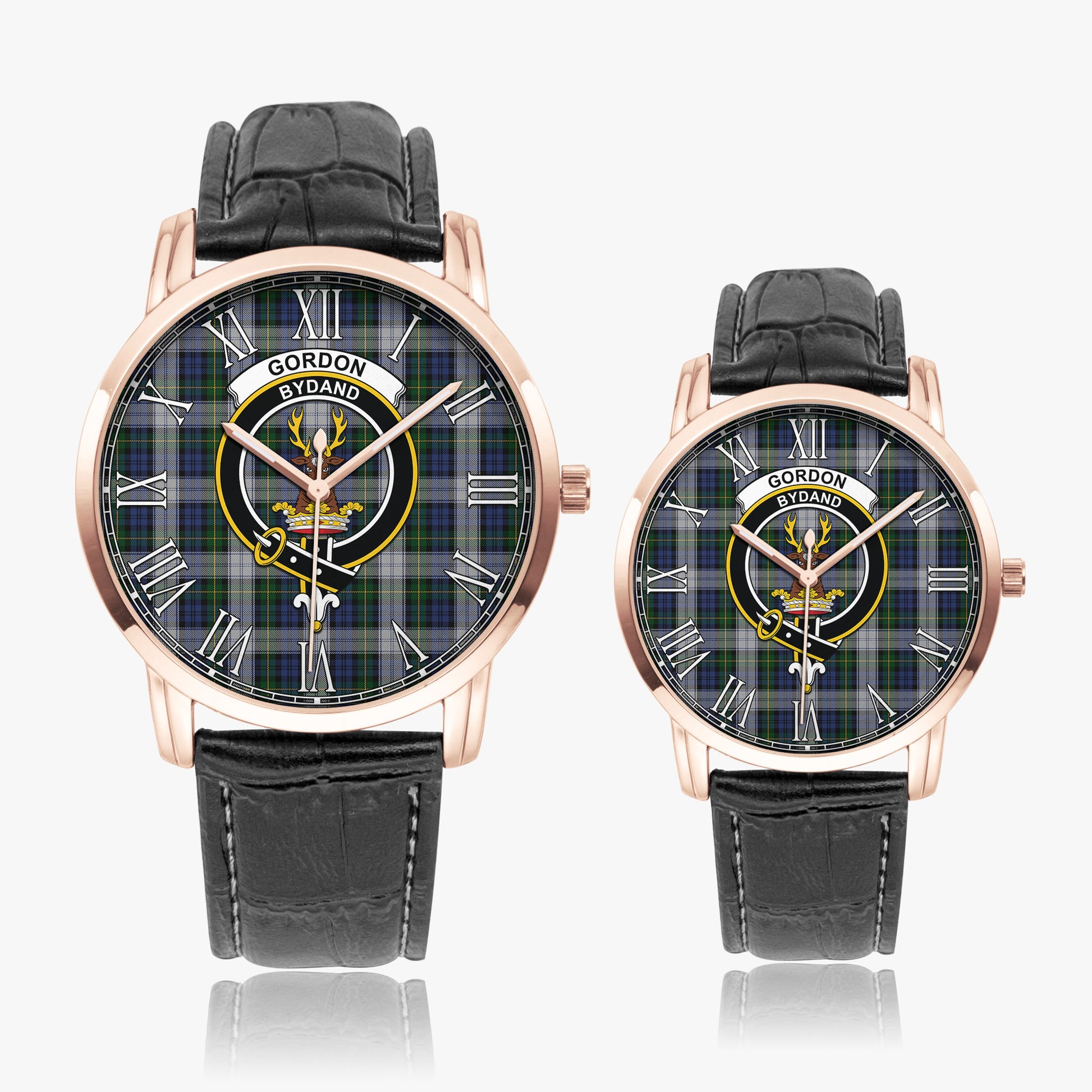 Gordon Dress Tartan Family Crest Leather Strap Quartz Watch - Tartanvibesclothing