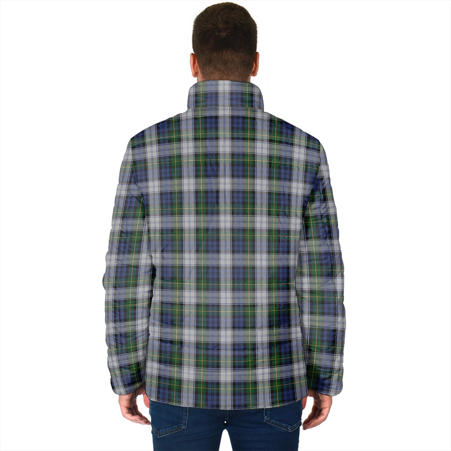 Gordon Dress Tartan Padded Jacket with Family Crest - Tartan Vibes Clothing