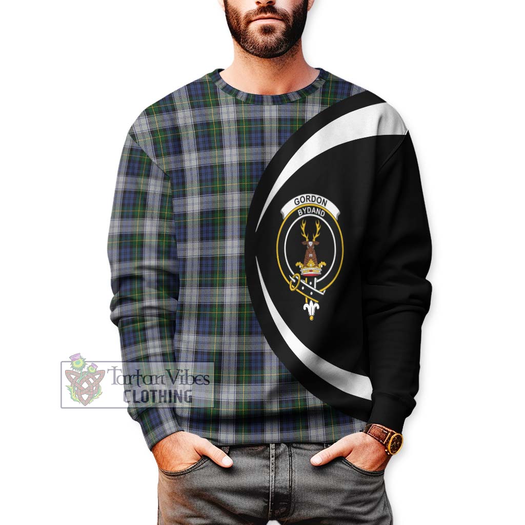 Gordon Dress Tartan Sweatshirt with Family Crest Circle Style - Tartan Vibes Clothing