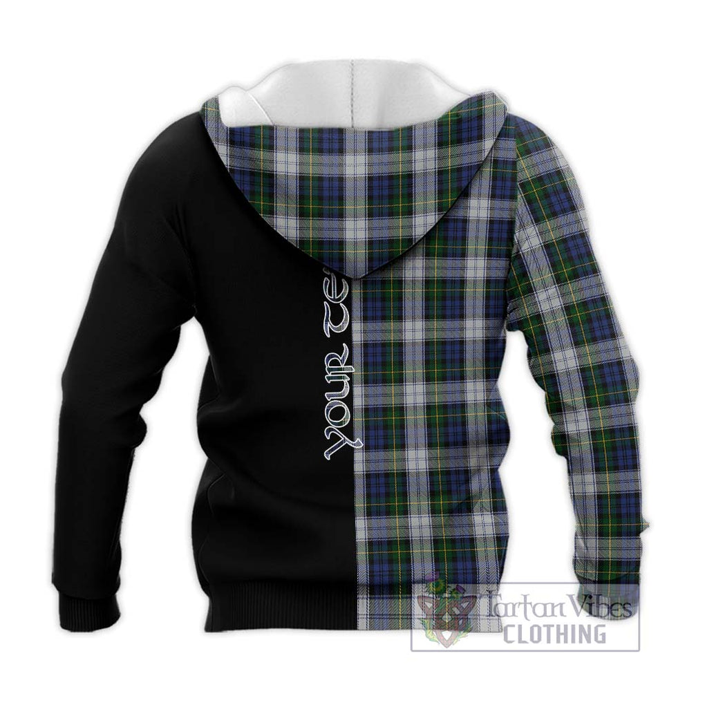 Gordon Dress Tartan Knitted Hoodie with Family Crest and Half Of Me Style - Tartanvibesclothing Shop