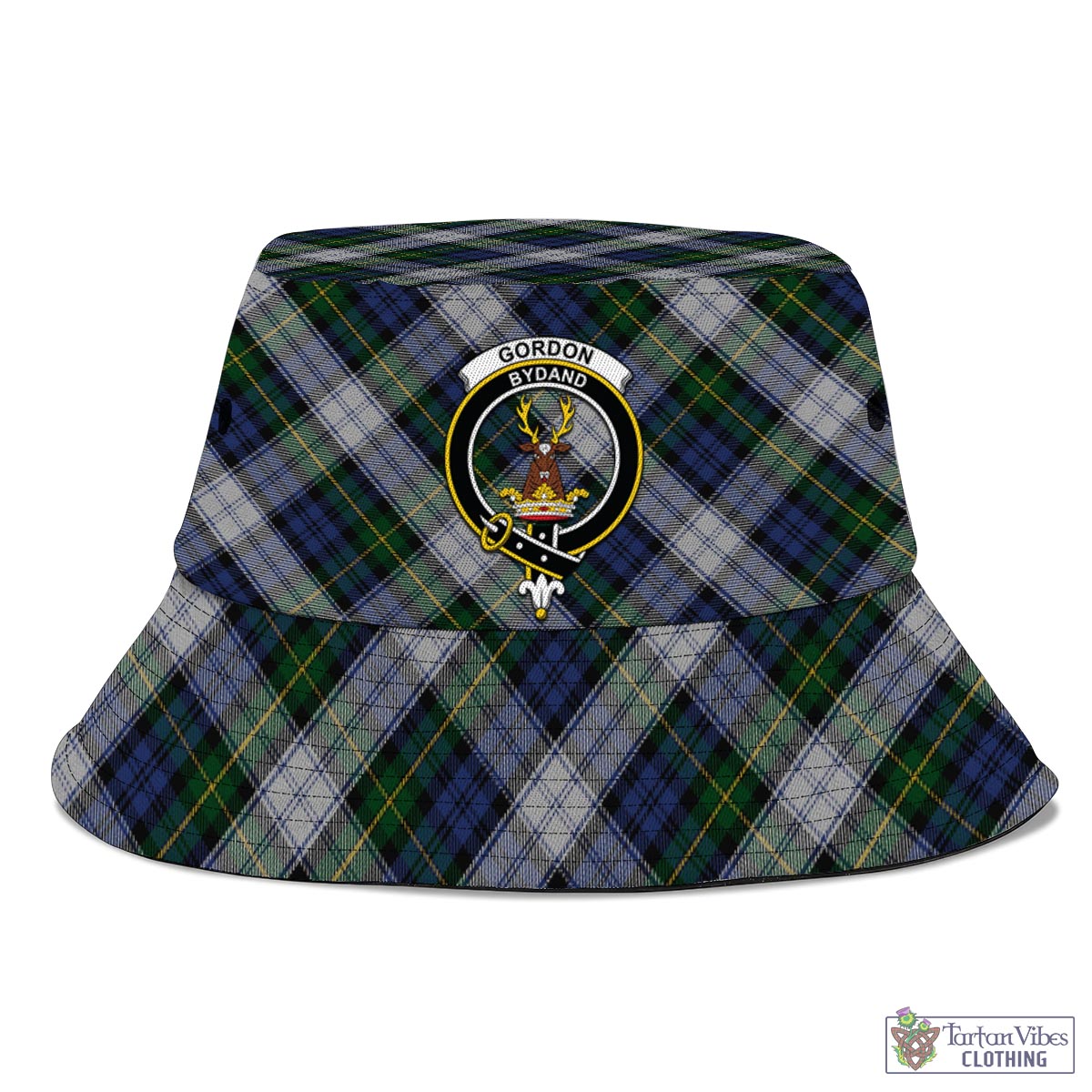 Tartan Vibes Clothing Gordon Dress Tartan Bucket Hat with Family Crest