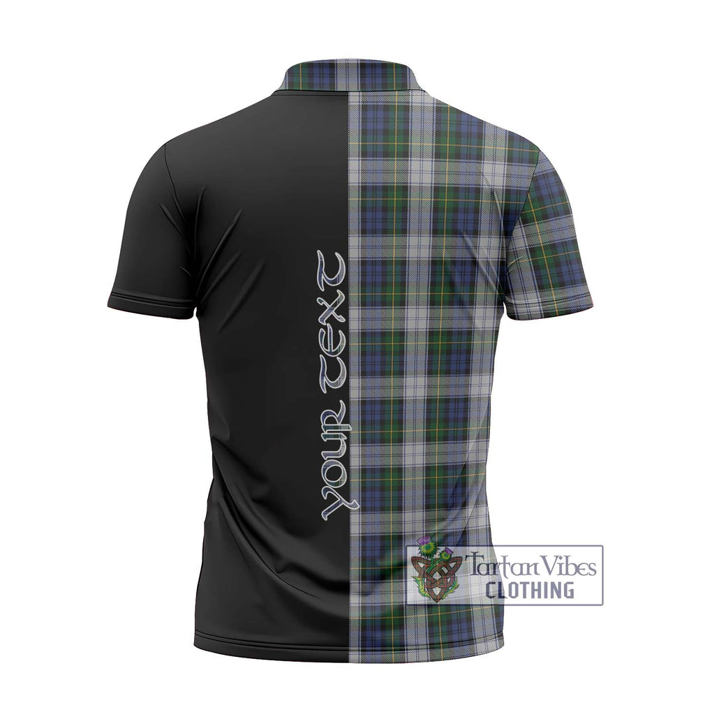 Gordon Dress Tartan Zipper Polo Shirt with Family Crest and Half Of Me Style - Tartanvibesclothing Shop