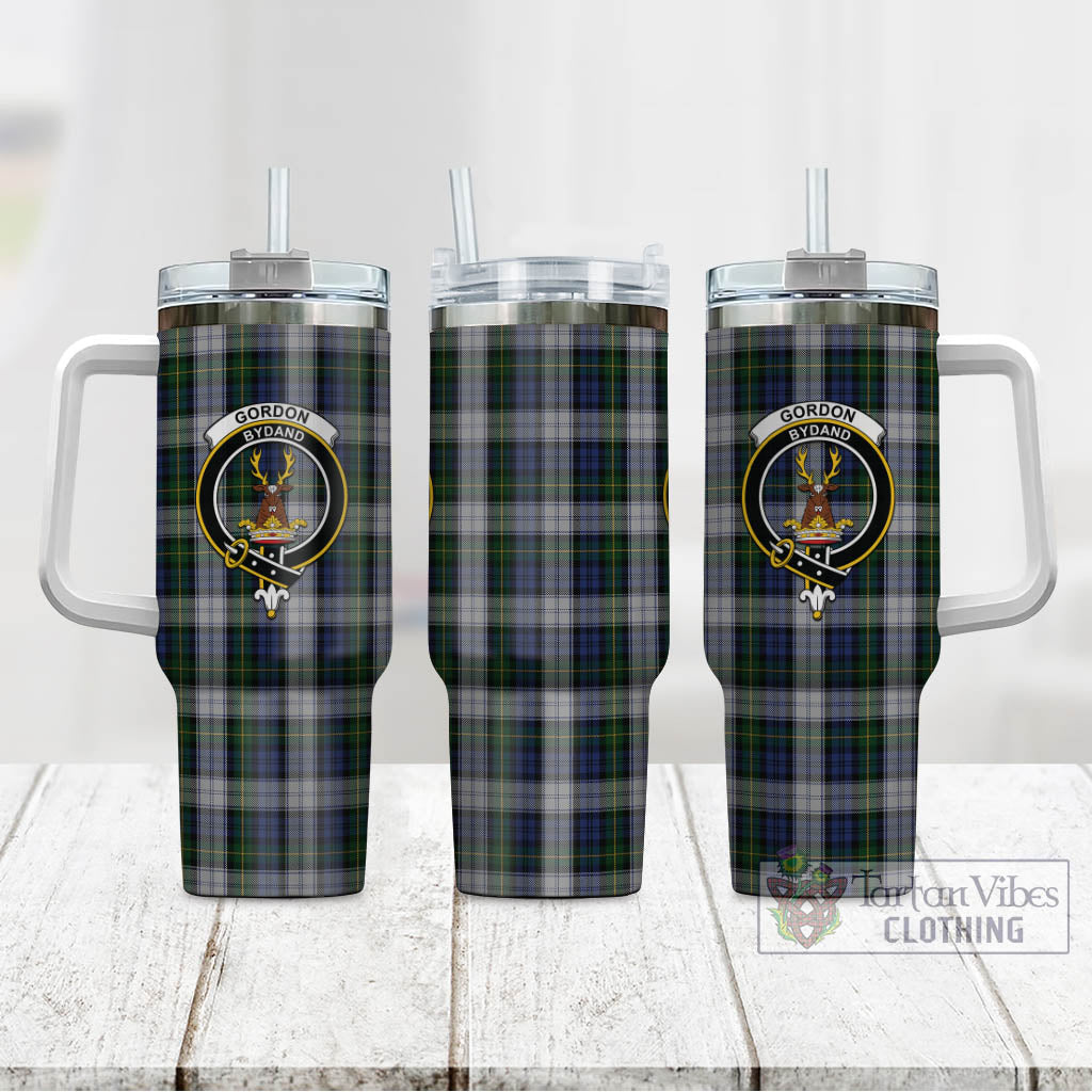 Tartan Vibes Clothing Gordon Dress Tartan and Family Crest Tumbler with Handle