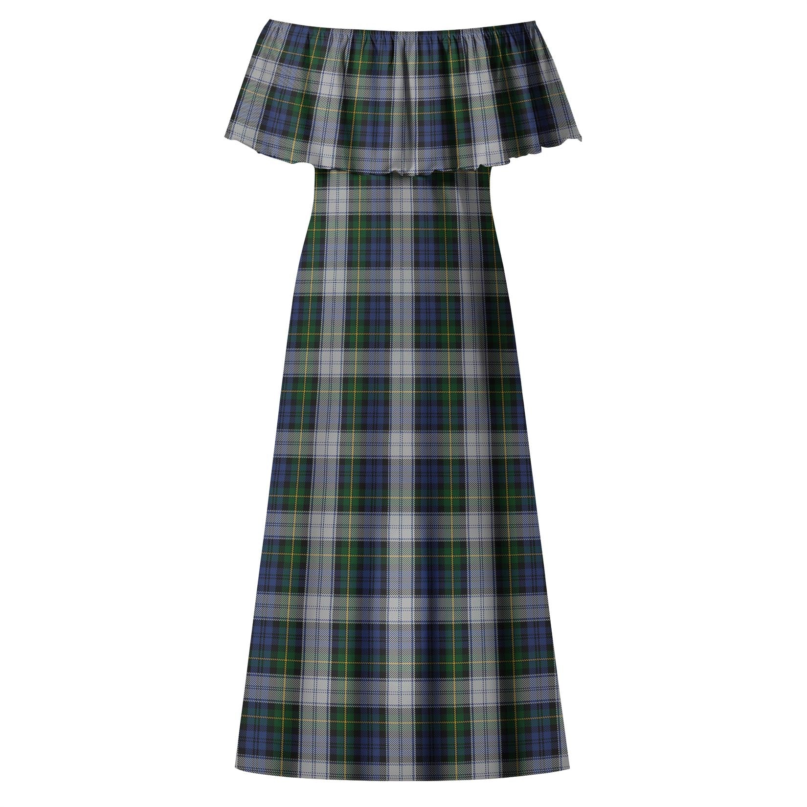 Gordon Dress Tartan Off Shoulder Long Dress - Tartanvibesclothing