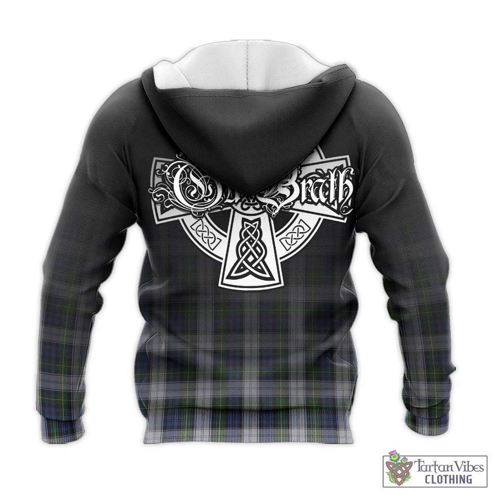 Tartan Vibes Clothing Gordon Dress Tartan Knitted Hoodie Featuring Alba Gu Brath Family Crest Celtic Inspired