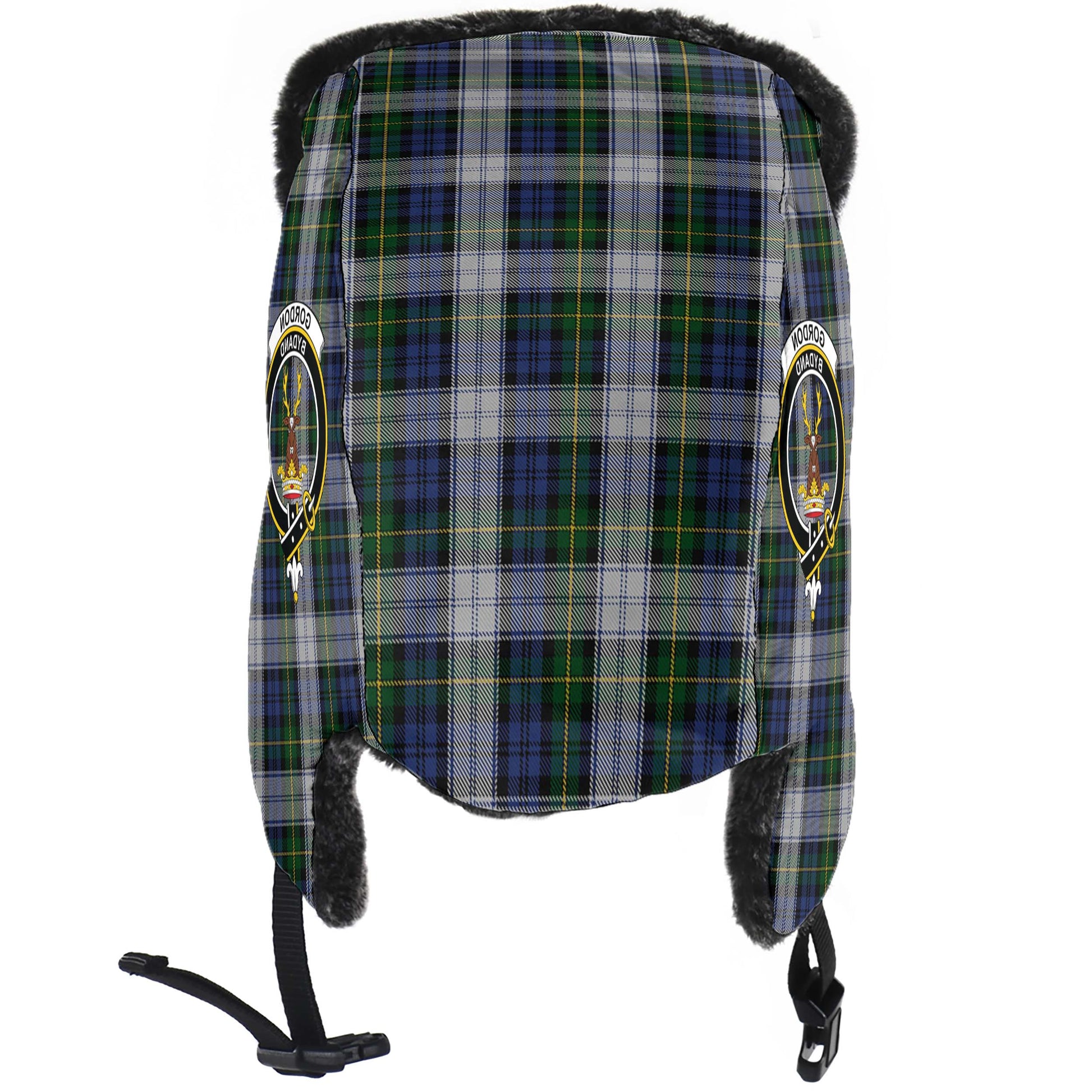 Gordon Dress Tartan Winter Trapper Hat with Family Crest - Tartanvibesclothing