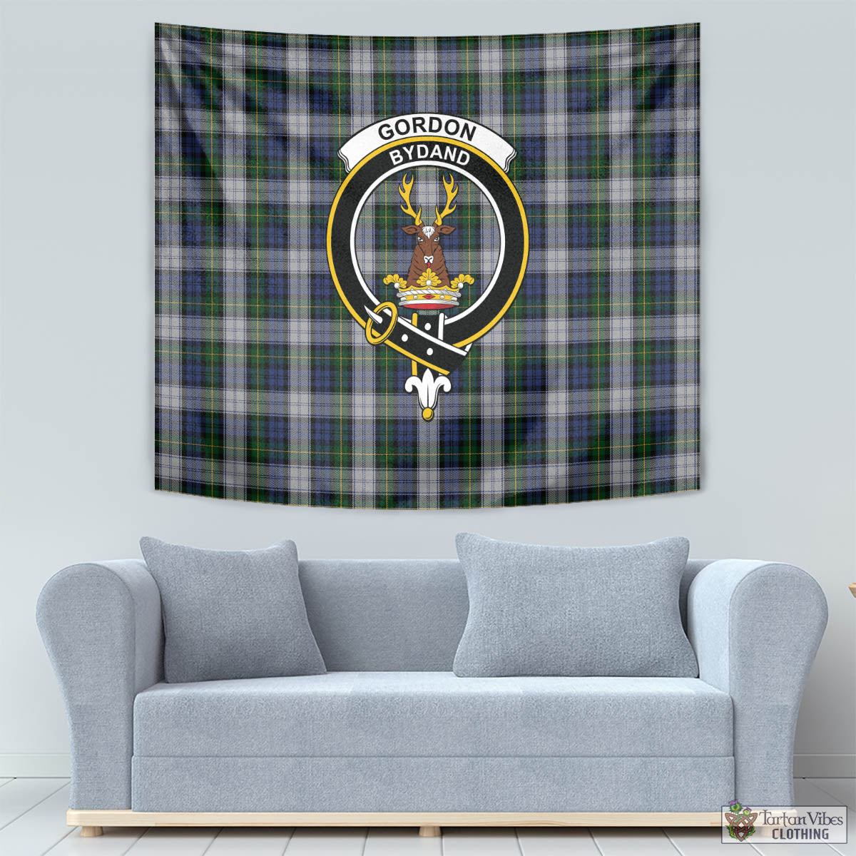 Tartan Vibes Clothing Gordon Dress Tartan Tapestry Wall Hanging and Home Decor for Room with Family Crest