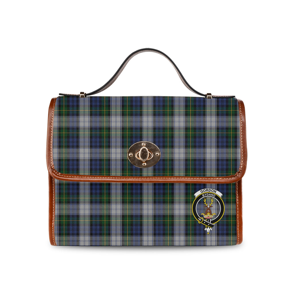 gordon-dress-tartan-leather-strap-waterproof-canvas-bag-with-family-crest