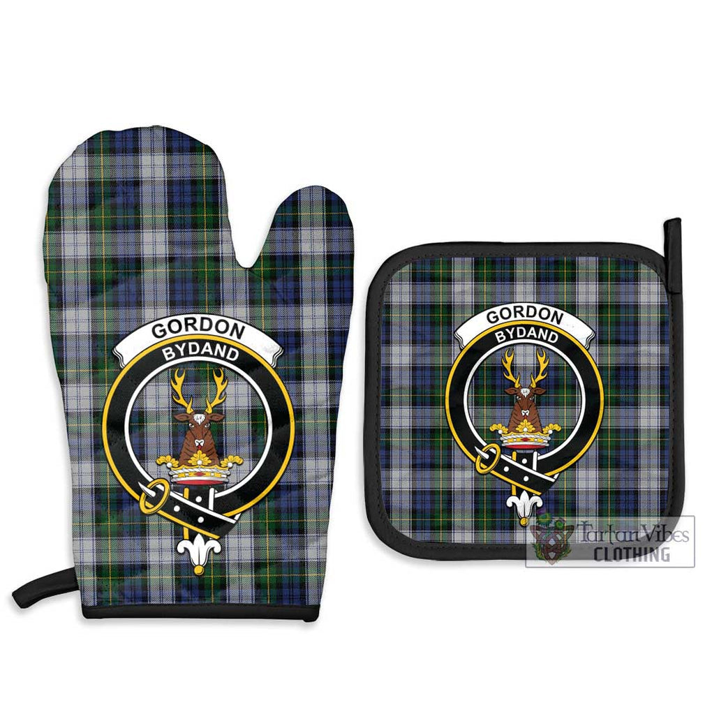 Gordon Dress Tartan Combo Oven Mitt & Pot-Holder with Family Crest Combo 1 Oven Mitt & 2 Pot-Holder Black - Tartan Vibes Clothing