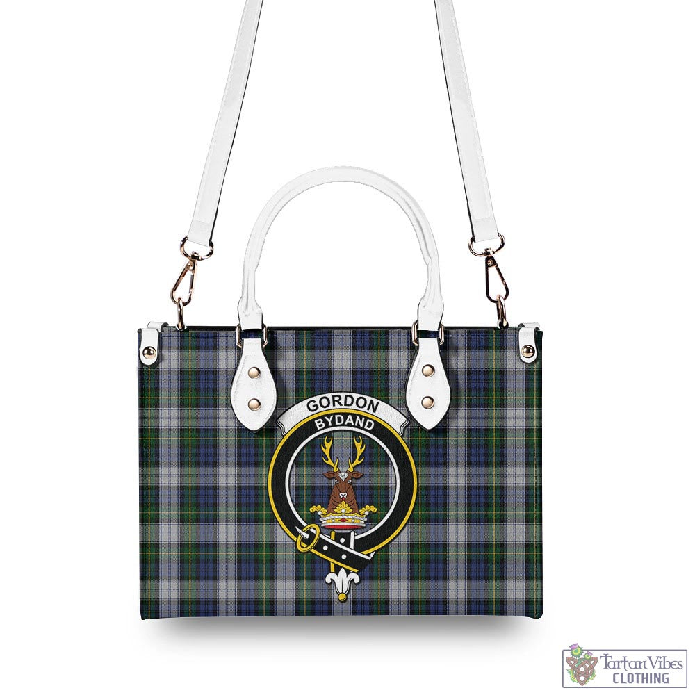 Tartan Vibes Clothing Gordon Dress Tartan Luxury Leather Handbags with Family Crest