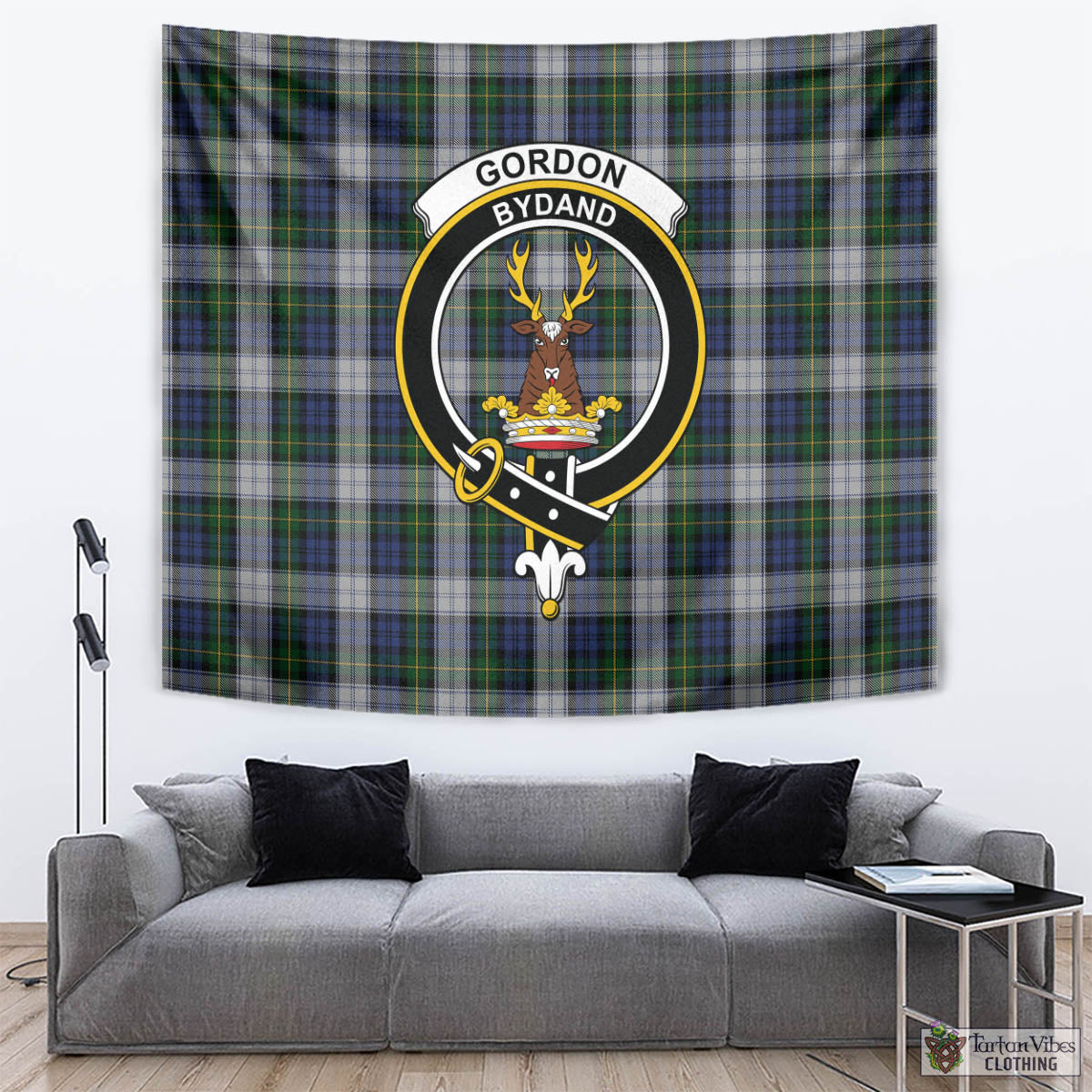 Tartan Vibes Clothing Gordon Dress Tartan Tapestry Wall Hanging and Home Decor for Room with Family Crest