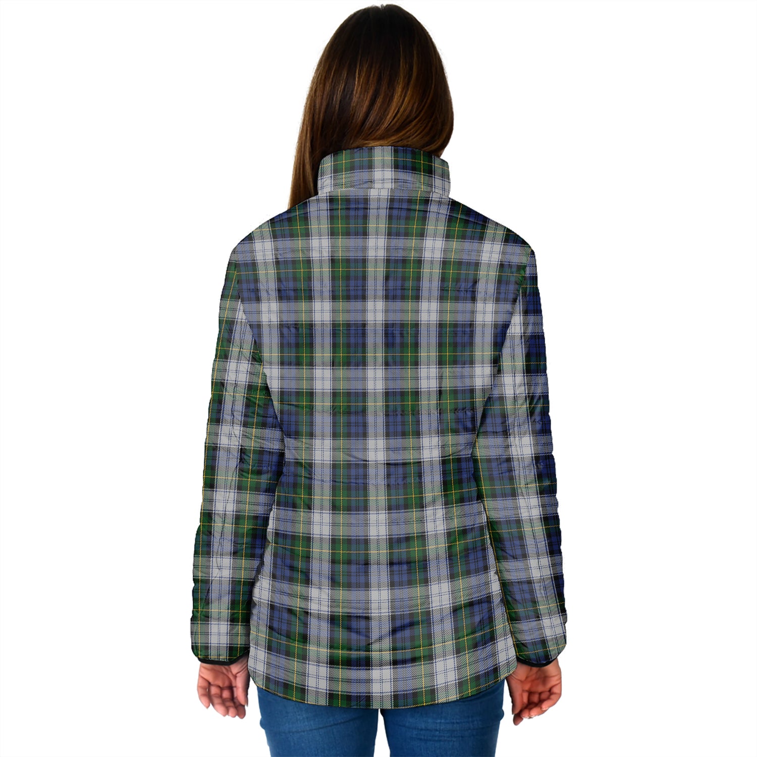 Gordon Dress Tartan Padded Jacket with Family Crest - Tartan Vibes Clothing