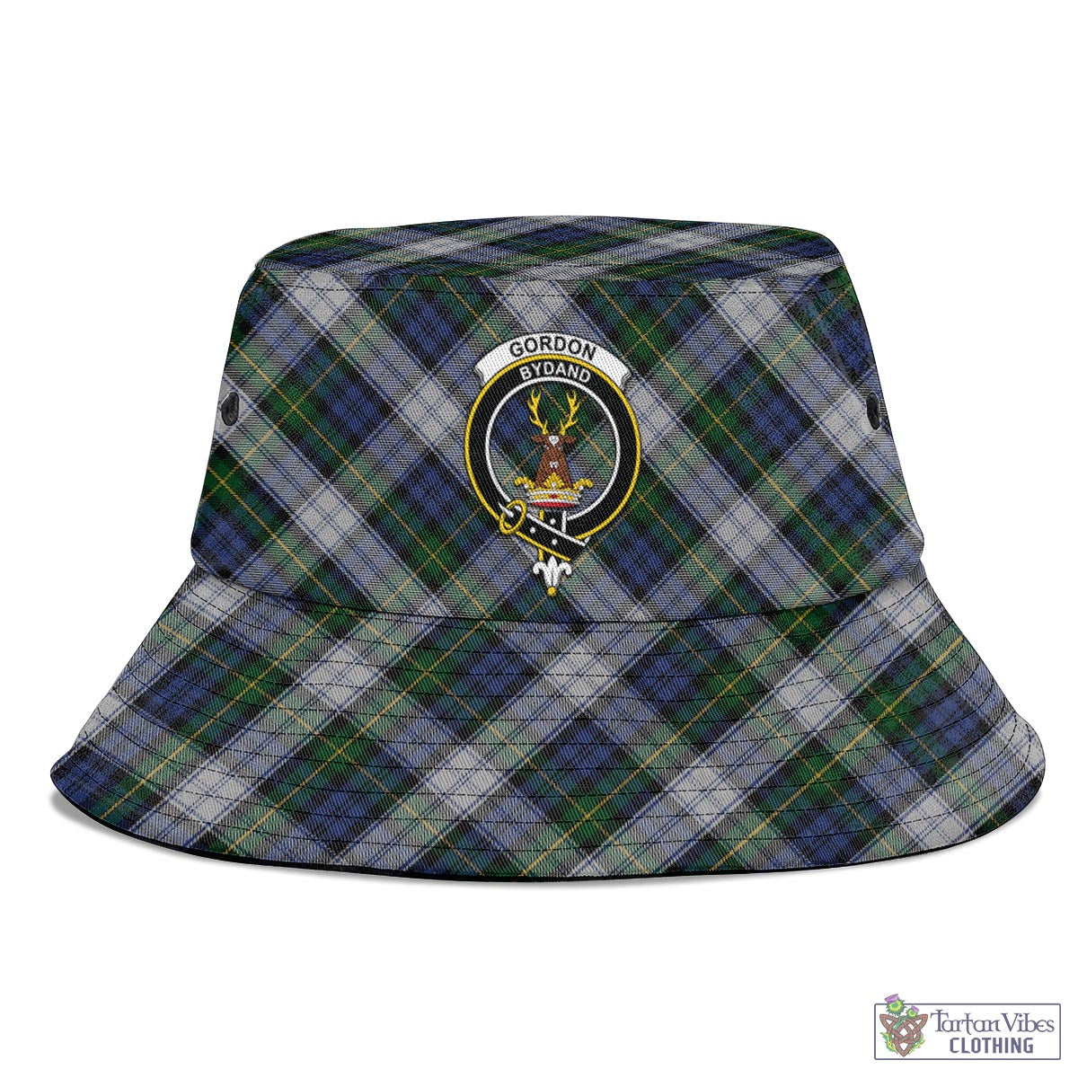 Tartan Vibes Clothing Gordon Dress Tartan Bucket Hat with Family Crest