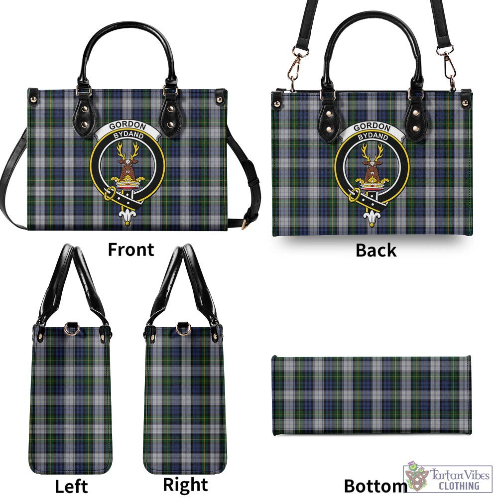 Tartan Vibes Clothing Gordon Dress Tartan Luxury Leather Handbags with Family Crest