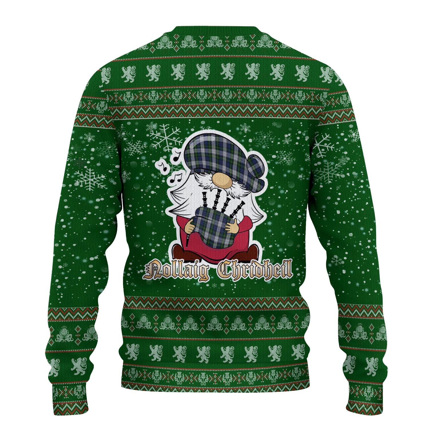 Gordon Dress Clan Christmas Family Knitted Sweater with Funny Gnome Playing Bagpipes - Tartanvibesclothing