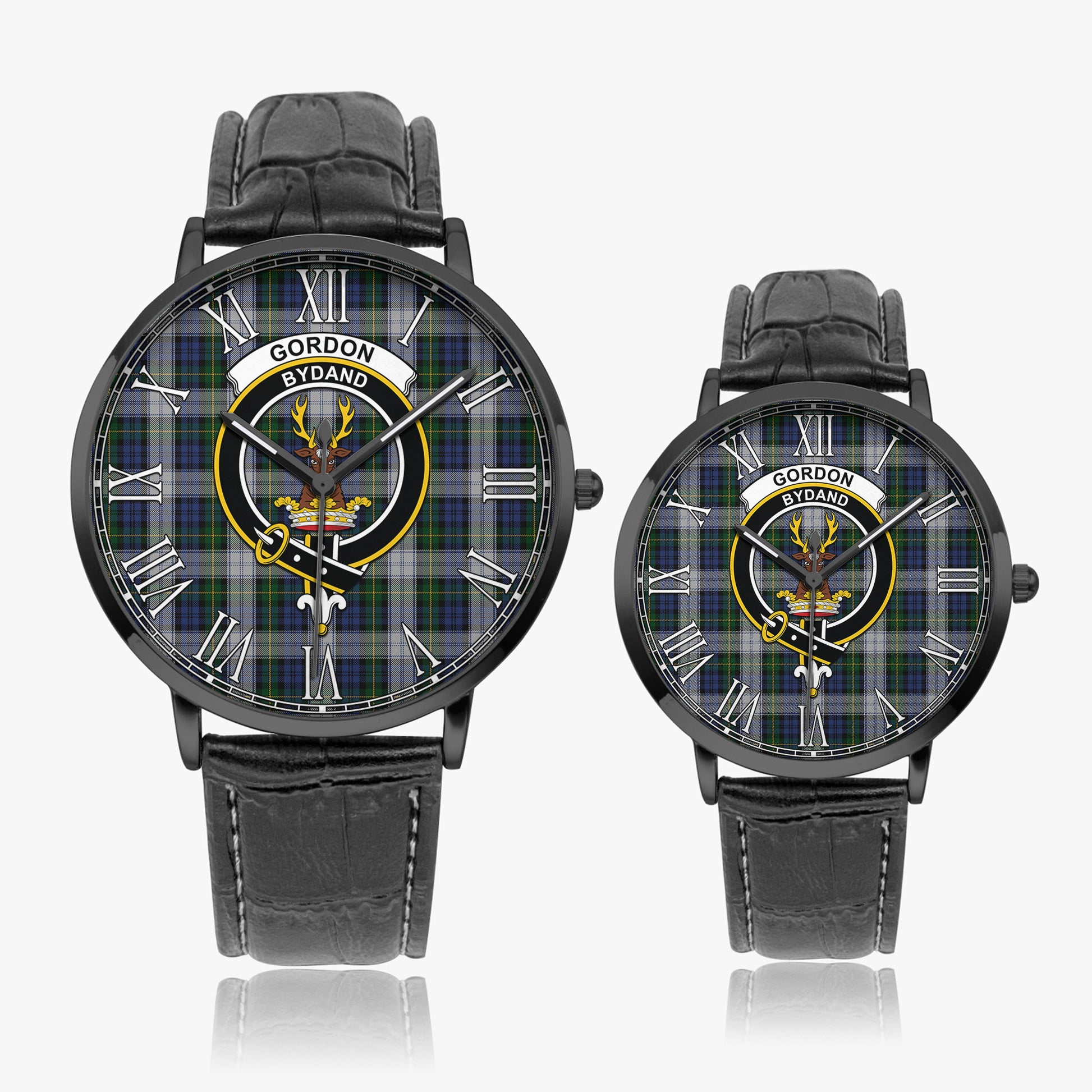 Gordon Dress Tartan Family Crest Leather Strap Quartz Watch - Tartanvibesclothing