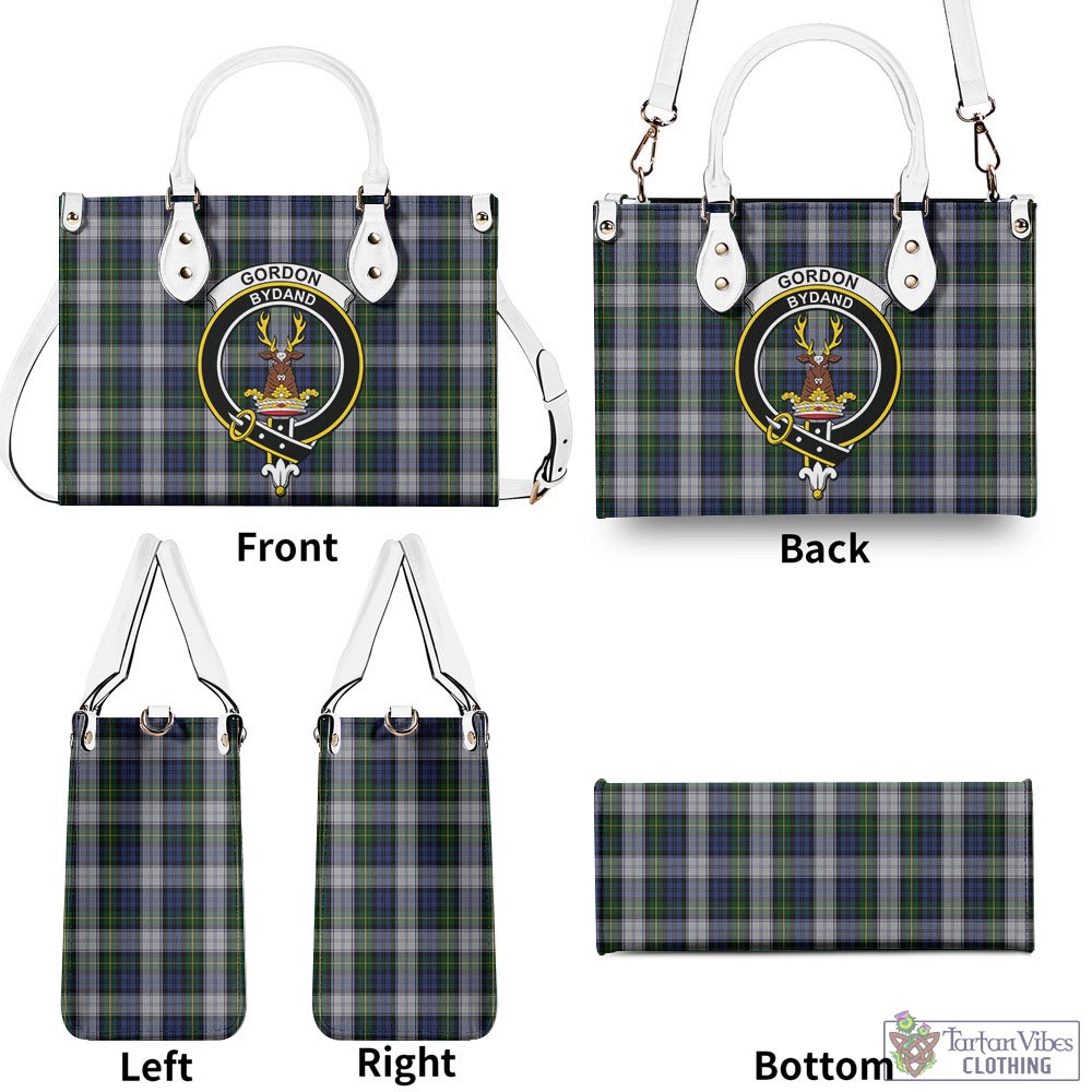 Tartan Vibes Clothing Gordon Dress Tartan Luxury Leather Handbags with Family Crest