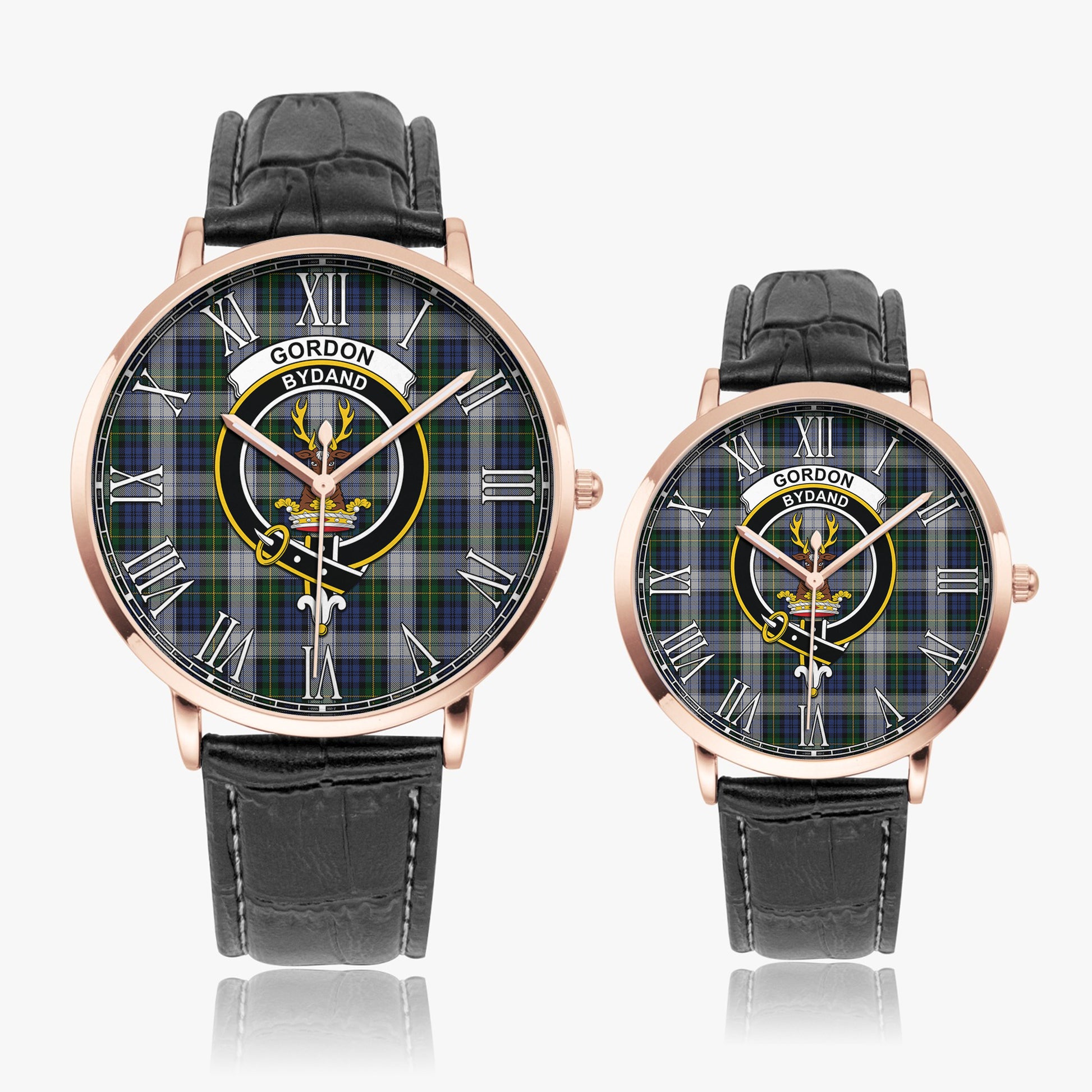 Gordon Dress Tartan Family Crest Leather Strap Quartz Watch - Tartanvibesclothing