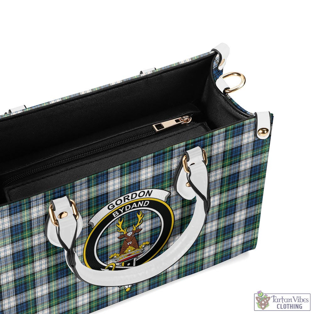 Tartan Vibes Clothing Gordon Dress Ancient Tartan Luxury Leather Handbags with Family Crest