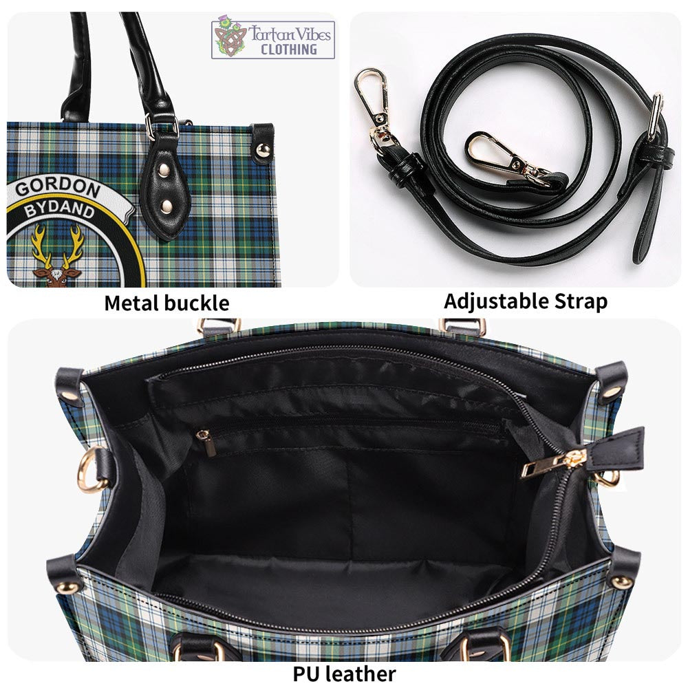 Tartan Vibes Clothing Gordon Dress Ancient Tartan Luxury Leather Handbags with Family Crest