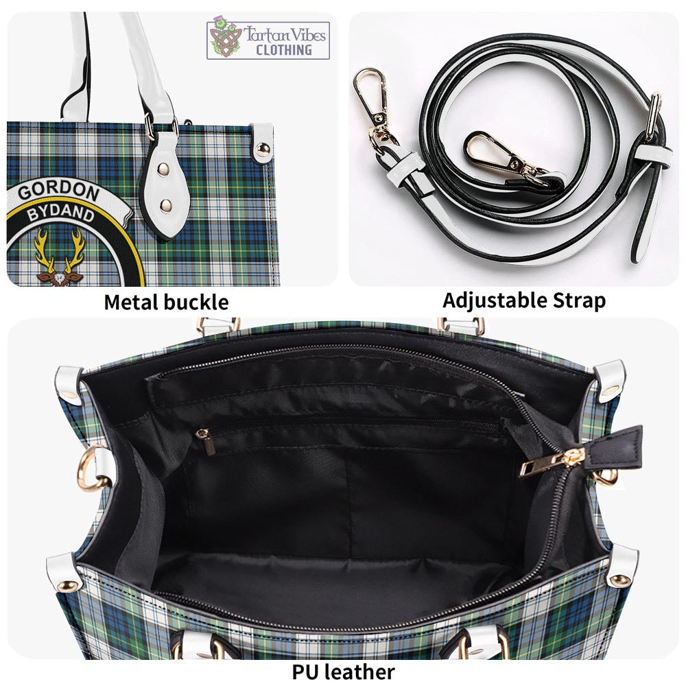 Tartan Vibes Clothing Gordon Dress Ancient Tartan Luxury Leather Handbags with Family Crest