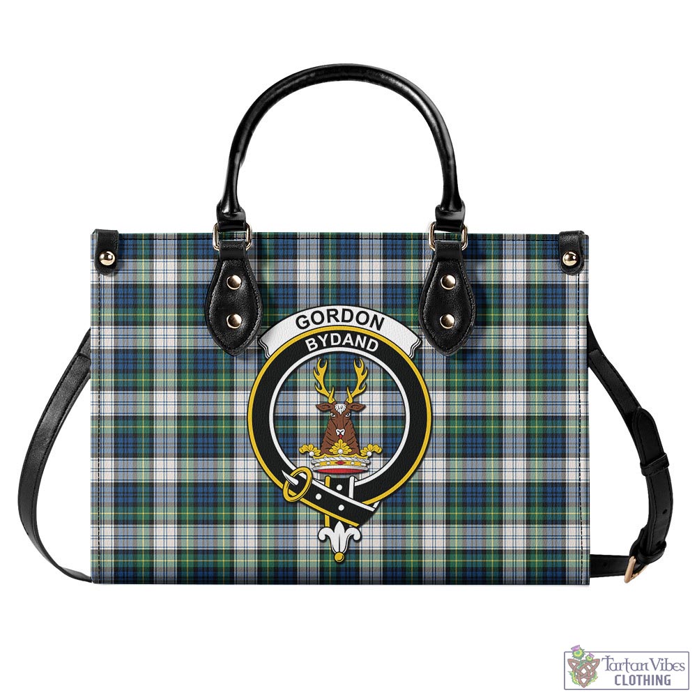 Tartan Vibes Clothing Gordon Dress Ancient Tartan Luxury Leather Handbags with Family Crest