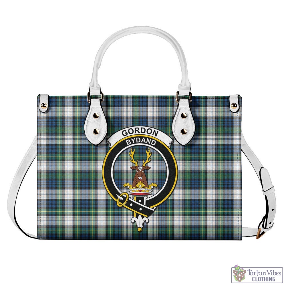 Tartan Vibes Clothing Gordon Dress Ancient Tartan Luxury Leather Handbags with Family Crest